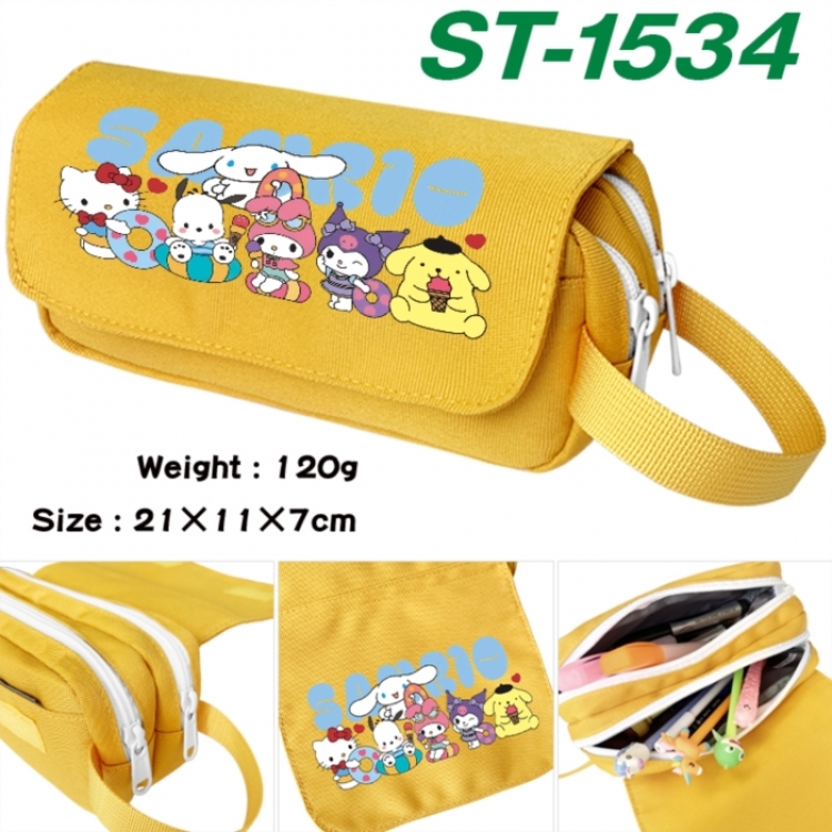 Sanrio Anime waterproof canvas portable double-layer pencil bag cosmetic bag 21x11x7cm