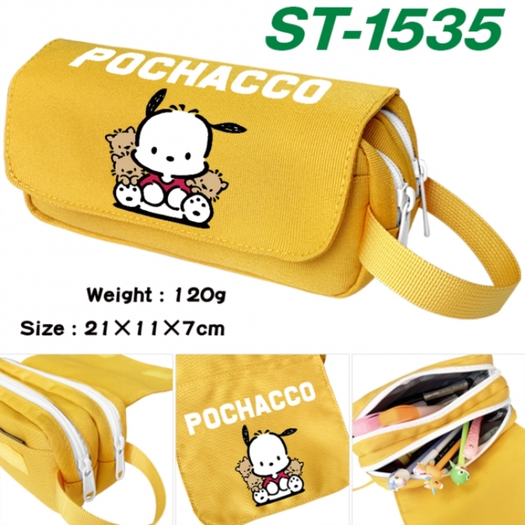 Sanrio Anime waterproof canvas portable double-layer pencil bag cosmetic bag 21x11x7cm