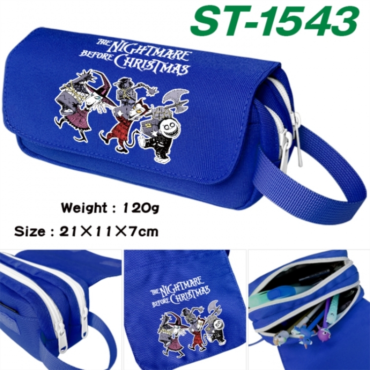 The Nightmare Before Christmas Anime waterproof canvas portable double-layer pencil bag cosmetic bag 21x11x7cm