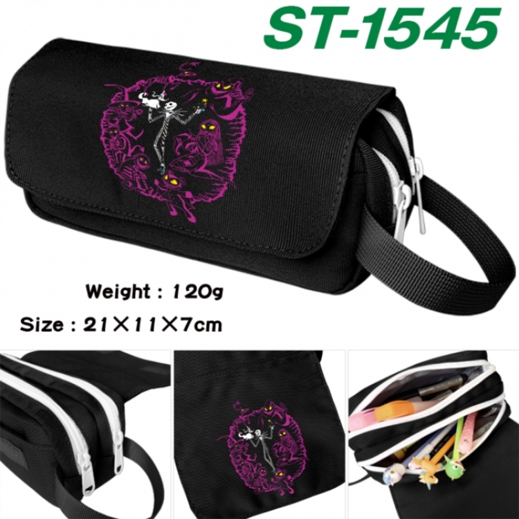 The Nightmare Before Christmas Anime waterproof canvas portable double-layer pencil bag cosmetic bag 21x11x7cm