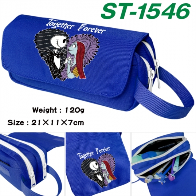 The Nightmare Before Christmas Anime waterproof canvas portable double-layer pencil bag cosmetic bag 21x11x7cm