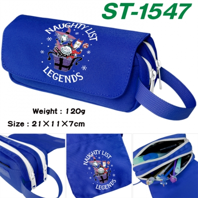 The Nightmare Before Christmas Anime waterproof canvas portable double-layer pencil bag cosmetic bag 21x11x7cm