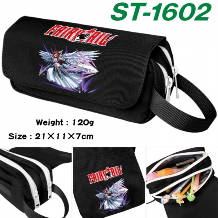 Fairy tail Anime waterproof canvas portable double-layer pencil bag cosmetic bag 21x11x7cm