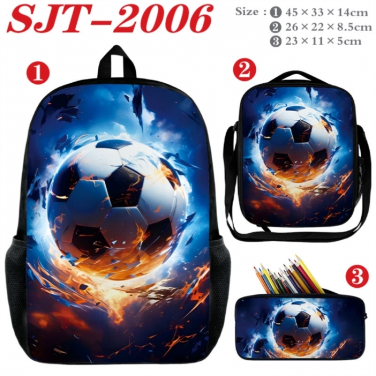 Football Anime nylon canvas backpack pencil case crossbody bag three piece set 45x33x14cm