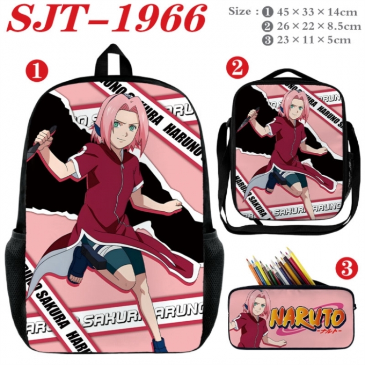 Naruto Anime nylon canvas backpack pencil case crossbody bag three piece set 45x33x14cm