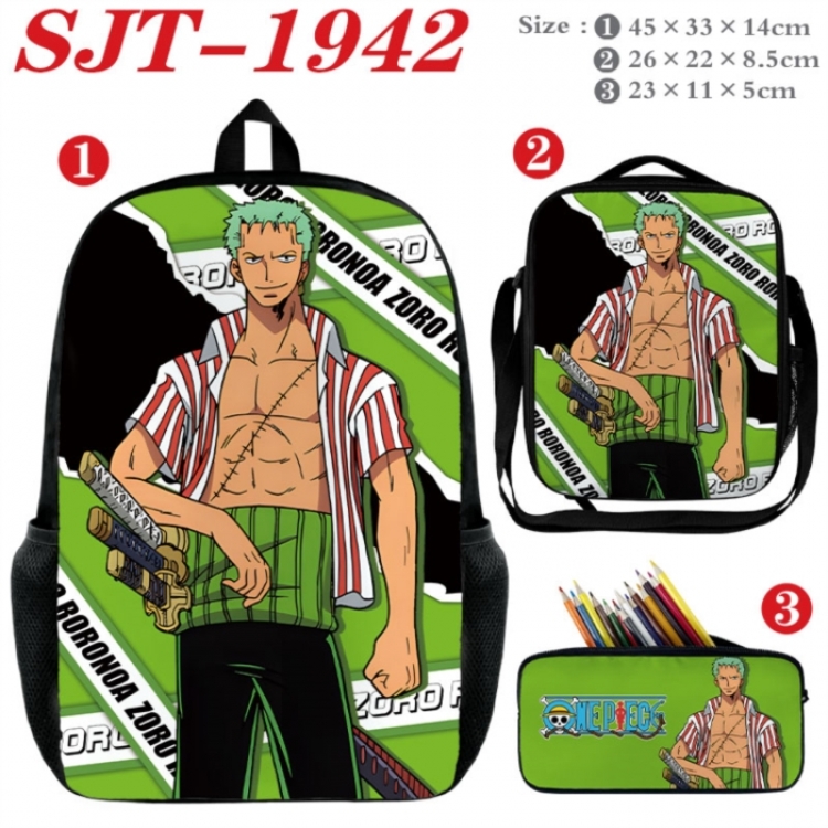 One Piece Anime nylon canvas backpack pencil case crossbody bag three piece set 45x33x14cm