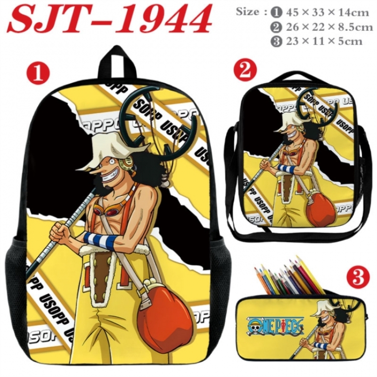 One Piece Anime nylon canvas backpack pencil case crossbody bag three piece set 45x33x14cm