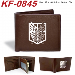 Shingeki no Kyojin Anime peripheral black brown leather double fold wallet 12X10X1.5CM 70g