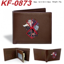 Berserk Anime peripheral black brown leather double fold wallet 12X10X1.5CM 70g