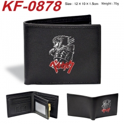 Berserk Anime peripheral black brown leather double fold wallet 12X10X1.5CM 70g