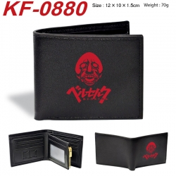 Berserk Anime peripheral black brown leather double fold wallet 12X10X1.5CM 70g