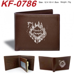 Harry Potter Anime peripheral black brown leather double fold wallet 12X10X1.5CM 70g