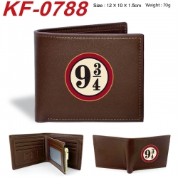 Harry Potter Anime peripheral black brown leather double fold wallet 12X10X1.5CM 70g