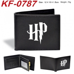Harry Potter Anime peripheral black brown leather double fold wallet 12X10X1.5CM 70g