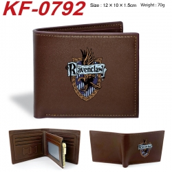 Harry Potter Anime peripheral black brown leather double fold wallet 12X10X1.5CM 70g