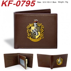 Harry Potter Anime peripheral black brown leather double fold wallet 12X10X1.5CM 70g