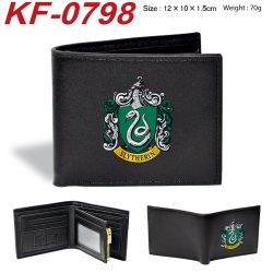 Harry Potter Anime peripheral black brown leather double fold wallet 12X10X1.5CM 70g
