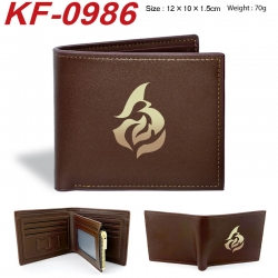 Honkai: Star Rail Anime peripheral black brown leather double fold wallet 12X10X1.5CM 70g
