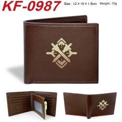 Honkai: Star Rail Anime peripheral black brown leather double fold wallet 12X10X1.5CM 70g