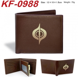 Honkai: Star Rail Anime peripheral black brown leather double fold wallet 12X10X1.5CM 70g