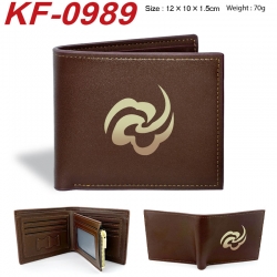 Honkai: Star Rail Anime peripheral black brown leather double fold wallet 12X10X1.5CM 70g
