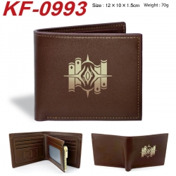 Honkai: Star Rail Anime peripheral black brown leather double fold wallet 12X10X1.5CM 70g