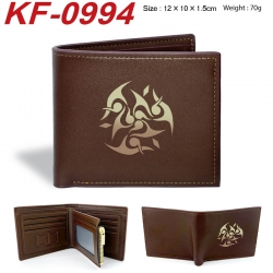 Honkai: Star Rail Anime peripheral black brown leather double fold wallet 12X10X1.5CM 70g