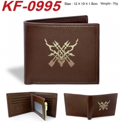 Honkai: Star Rail Anime peripheral black brown leather double fold wallet 12X10X1.5CM 70g