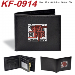 Stray Kids Anime peripheral black brown leather double fold wallet 12X10X1.5CM 70g