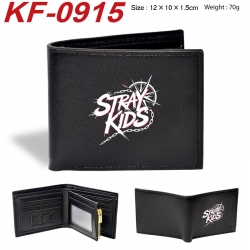 Stray Kids Anime peripheral black brown leather double fold wallet 12X10X1.5CM 70g