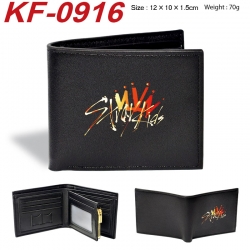 Stray Kids Anime peripheral black brown leather double fold wallet 12X10X1.5CM 70g