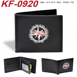 Stray Kids Anime peripheral black brown leather double fold wallet 12X10X1.5CM 70g