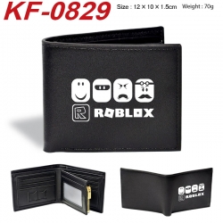 Roblox Anime peripheral black brown leather double fold wallet 12X10X1.5CM 70g