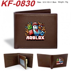 Roblox Anime peripheral black brown leather double fold wallet 12X10X1.5CM 70g