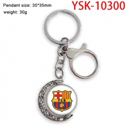 Football star Anime double-sided crystal rotating gemstone keychain pendant price for 5 pcs