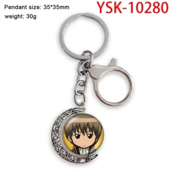 Gintama Anime double-sided crystal rotating gemstone keychain pendant price for 5 pcs