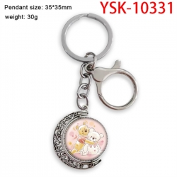 Winnie Anime double-sided crystal rotating gemstone keychain pendant price for 5 pcs