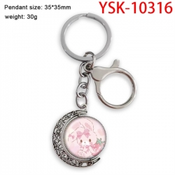 Sanrio Anime double-sided crystal rotating gemstone keychain pendant price for 5 pcs