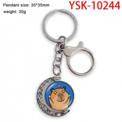 Kapibala Anime double-sided crystal rotating gemstone keychain pendant price for 5 pcs