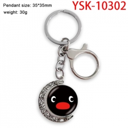 Pingu Anime double-sided crystal rotating gemstone keychain pendant price for 5 pcs
