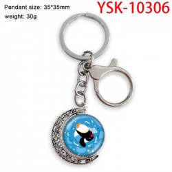 Pingu Anime double-sided crystal rotating gemstone keychain pendant price for 5 pcs
