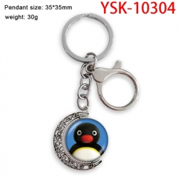 Pingu Anime double-sided crystal rotating gemstone keychain pendant price for 5 pcs