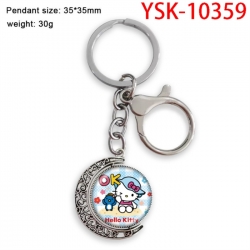 Hello Kitty Anime double-sided crystal rotating gemstone keychain pendant price for 5 pcs