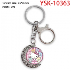 Hello Kitty Anime double-sided crystal rotating gemstone keychain pendant price for 5 pcs
