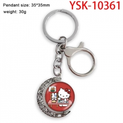Hello Kitty Anime double-sided crystal rotating gemstone keychain pendant price for 5 pcs