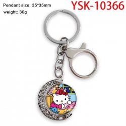 Hello Kitty Anime double-sided crystal rotating gemstone keychain pendant price for 5 pcs
