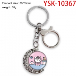 Hello Kitty Anime double-sided crystal rotating gemstone keychain pendant price for 5 pcs