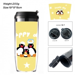 Pingu Anime double-layer insulated water bottle and cup 350ML