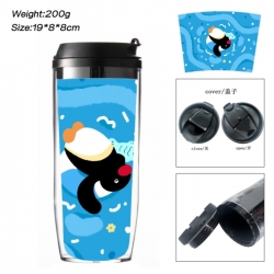 Pingu Anime double-layer insulated water bottle and cup 350ML