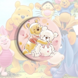 Winnie Anime tinplate brooch badge price for 5 pcs